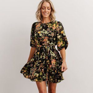 Elena Mini Dress | Black Multi Floral | Baltic Born